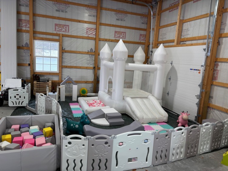 Pink White Bounce Castle Toddler Soft Play Package
