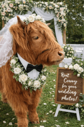 Highland Cow Wedding Appearance With Professional Handler