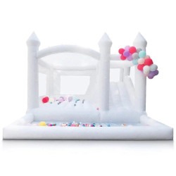 🤍 Luxury White Castle Bounce House with Slide (kids/toddler)